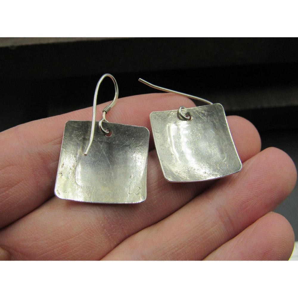 Sterling Silver Simple Square Dangle Earrings - image 3